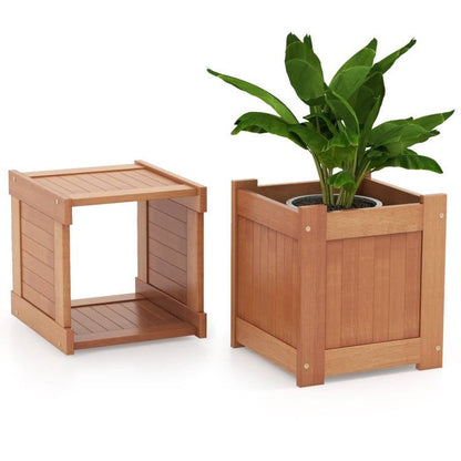 Farmhouse Durable Outdoor Wooden Planter Box with Garden Bench - Tampa Home & Garden Store