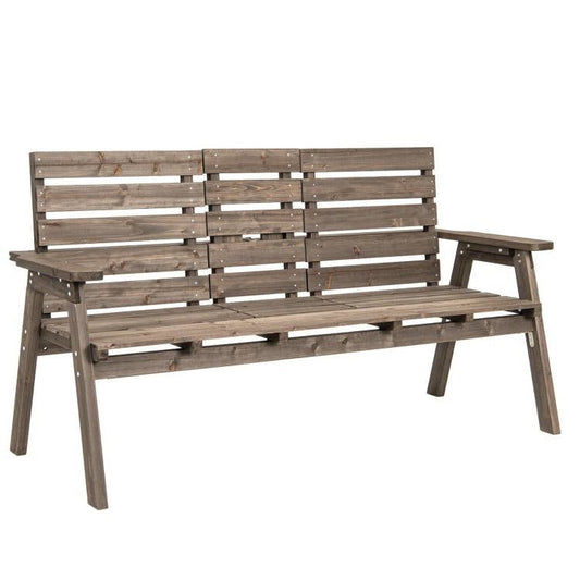 Farmhouse Outdoor Fir Wood Patio Garden Bench with Folding Center Table - Tampa Home & Garden Store