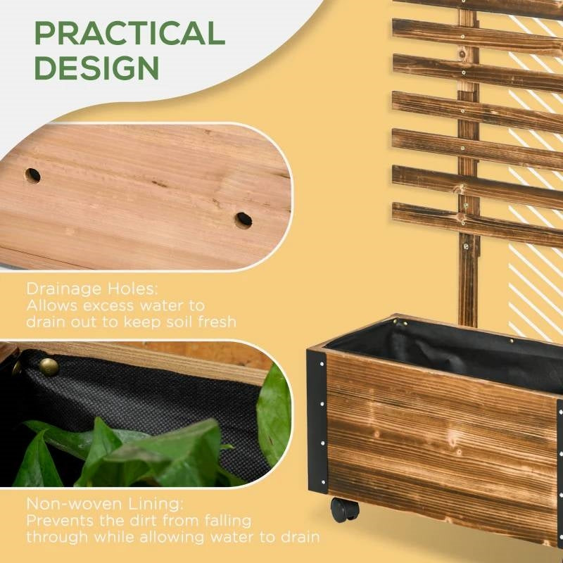 Farmhouse Rustic Wooden Raised Garden Bed Planter with Trellis on Wheels - Tampa Home & Garden Store