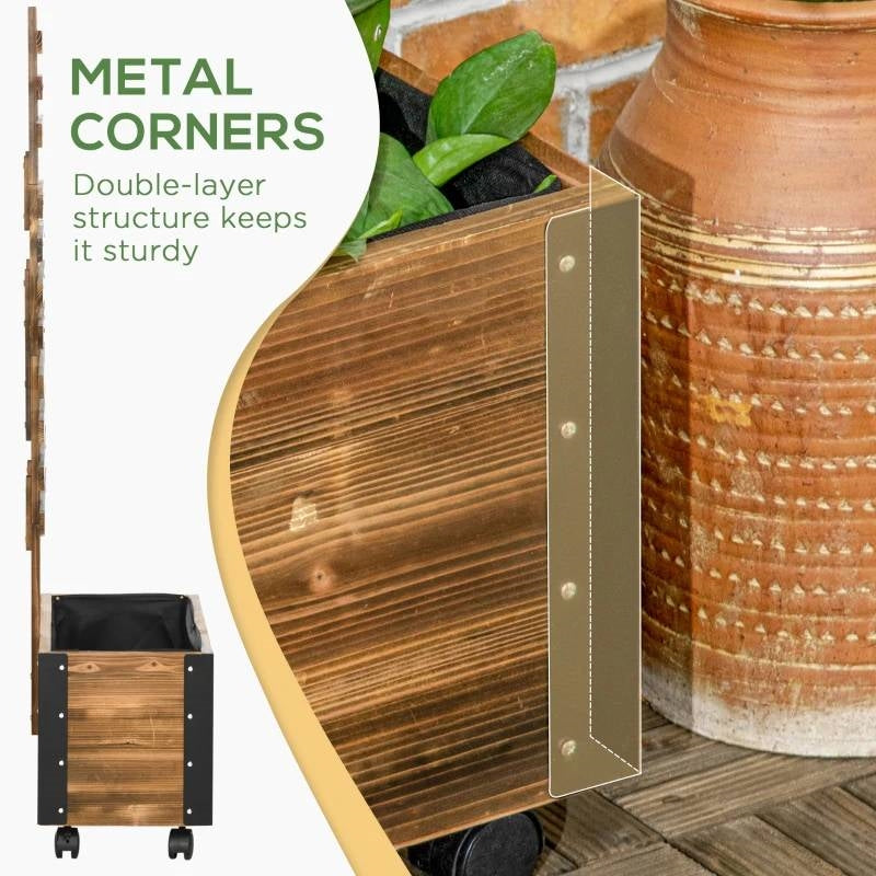 Farmhouse Rustic Wooden Raised Garden Bed Planter with Trellis on Wheels - Tampa Home & Garden Store