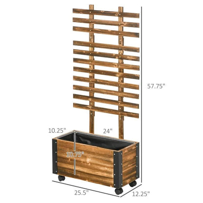 Farmhouse Rustic Wooden Raised Garden Bed Planter with Trellis on Wheels - Tampa Home & Garden Store