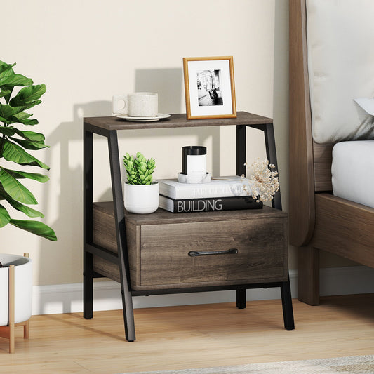 3-Tier Farmhouse Nightstand with Open Shelf - Tampa Home & Garden Store