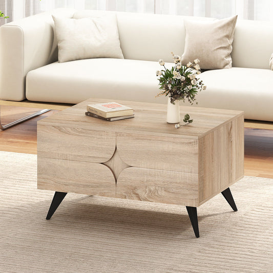 Farmhouse Accent Modern Coffee Table with Storage for Living Room Bedroom-Natural - Tampa Home & Garden Store