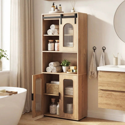 Farmhouse Floor Cabinet With Sliding Barn Door
