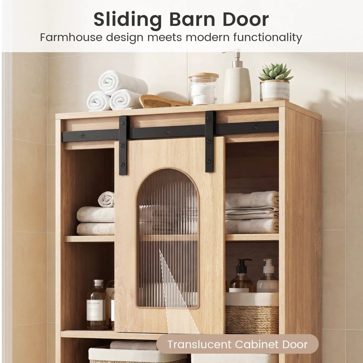 Farmhouse Floor Cabinet With Sliding Barn Door