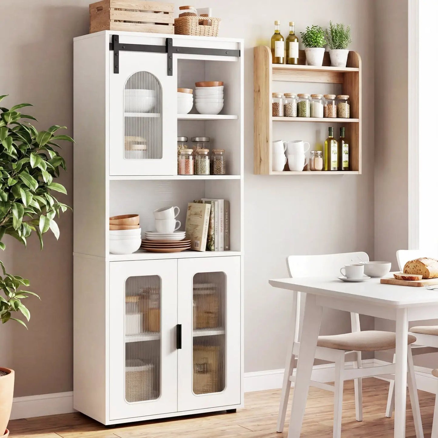 Farmhouse Floor Cabinet With Sliding Barn Door