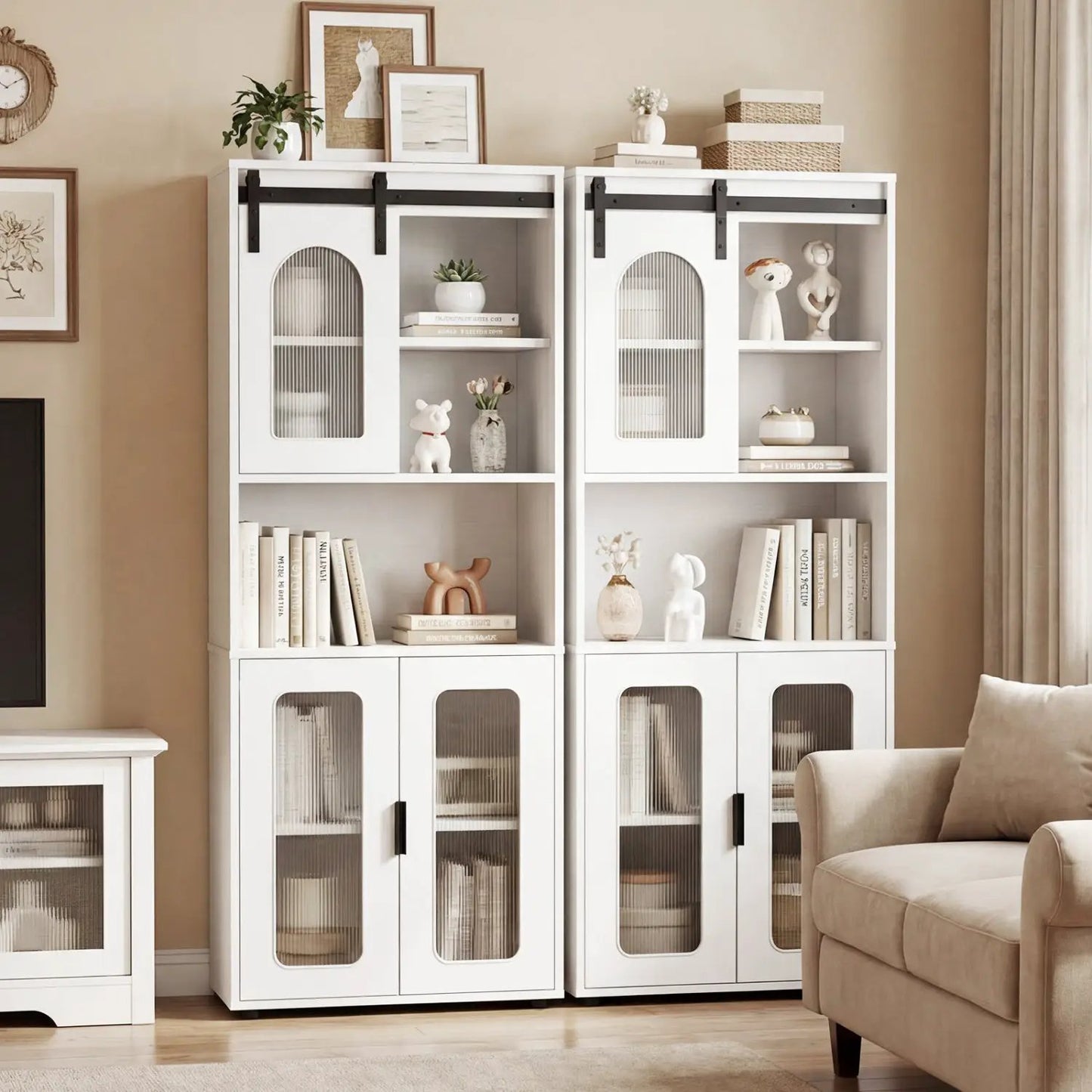 Farmhouse Floor Cabinet With Sliding Barn Door