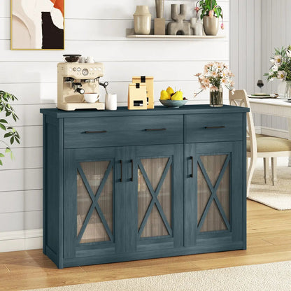 Farmhouse Buffet Sideboard 3 Door Kitchen Cabinet