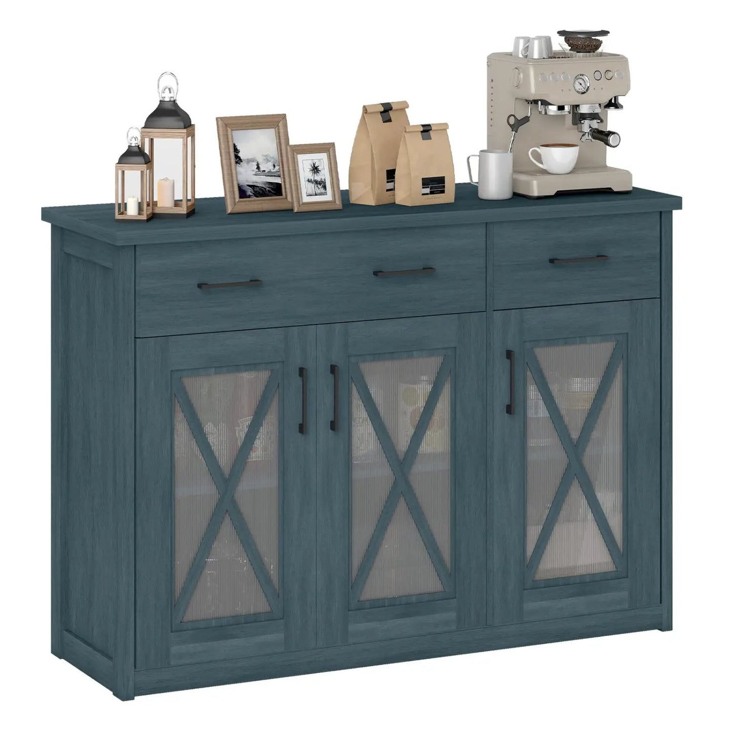 Farmhouse Buffet Sideboard 3 Door Kitchen Cabinet