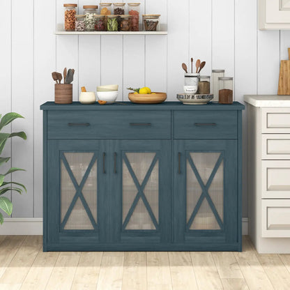 Farmhouse Buffet Sideboard 3 Door Kitchen Cabinet