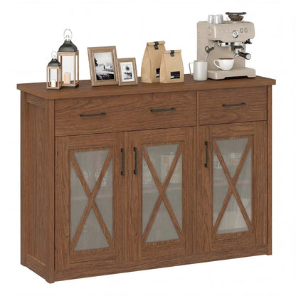 Farmhouse Buffet Sideboard 3 Door Kitchen Cabinet