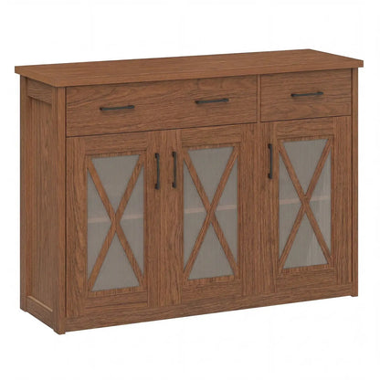 Farmhouse Buffet Sideboard 3 Door Kitchen Cabinet
