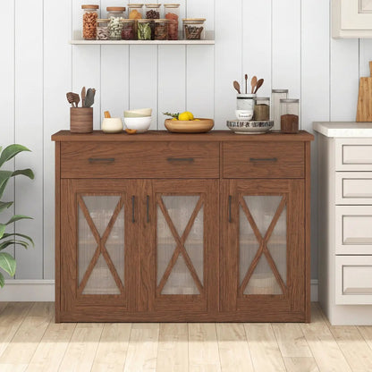 Farmhouse Buffet Sideboard 3 Door Kitchen Cabinet