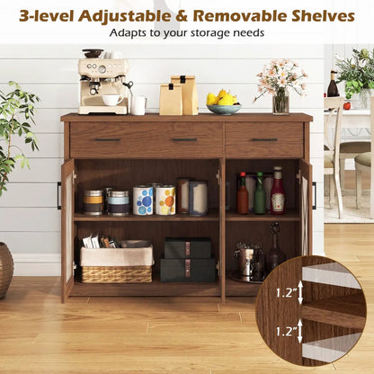 Farmhouse Buffet Sideboard 3 Door Kitchen Cabinet