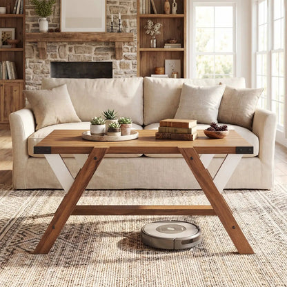 Farmhouse Center Table with Nailhead Accents