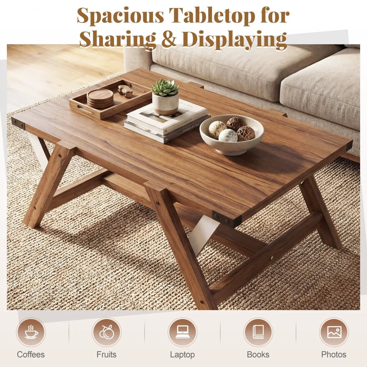 Farmhouse Center Table with Nailhead Accents