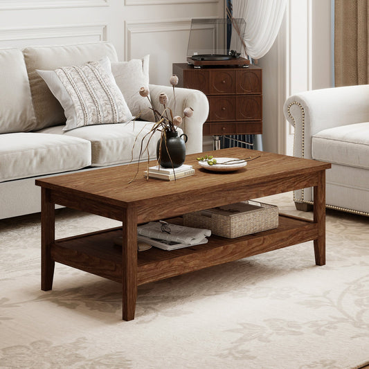 Farmhouse Coffee Table Rustic Cocktail Center Table with Thickened Tabletop - Tampa Home & Garden Store