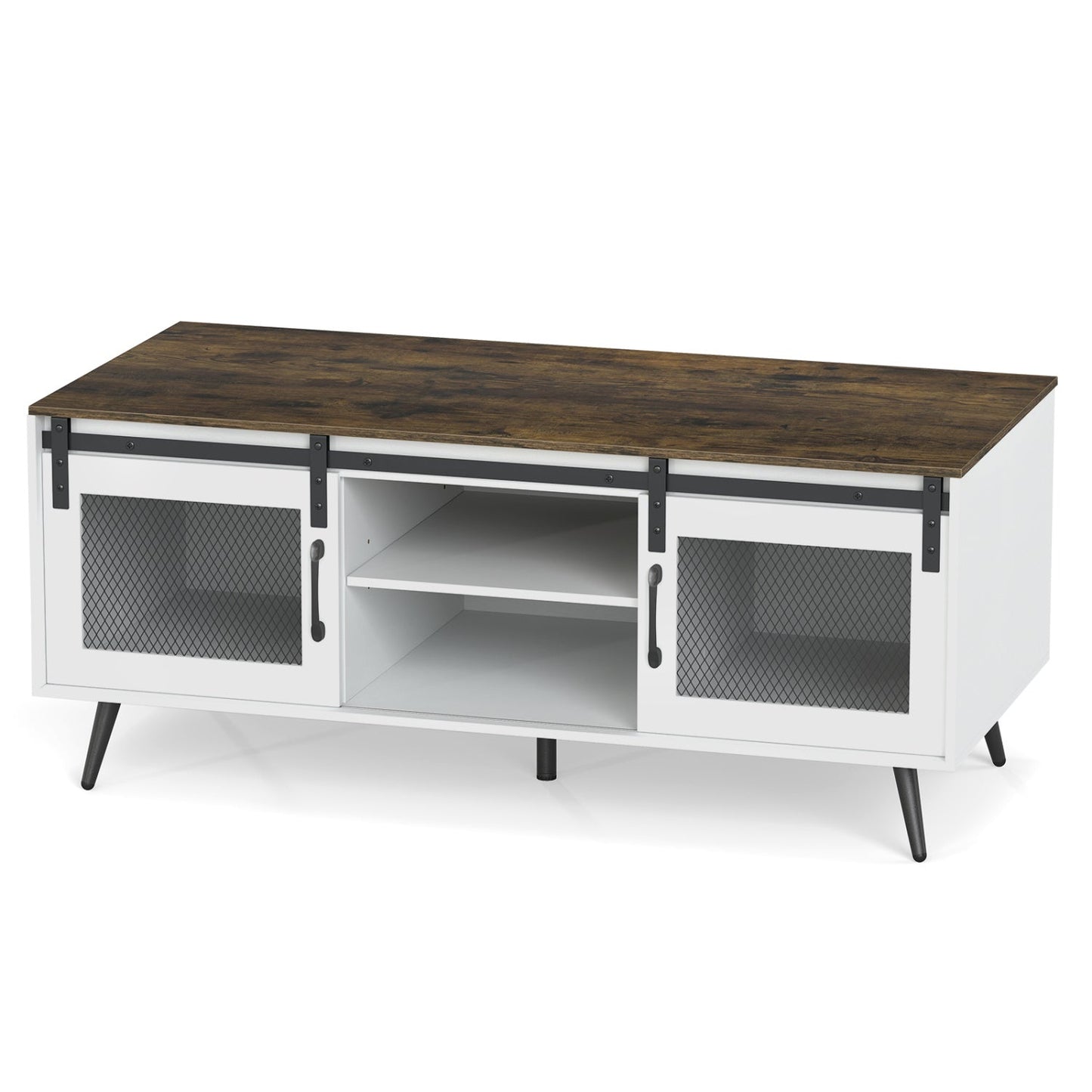 Farmhouse Coffee Table With Sliding Doors