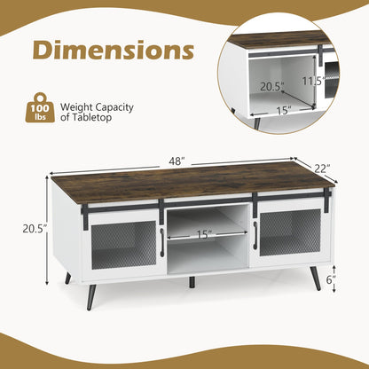 Farmhouse Coffee Table With Sliding Doors