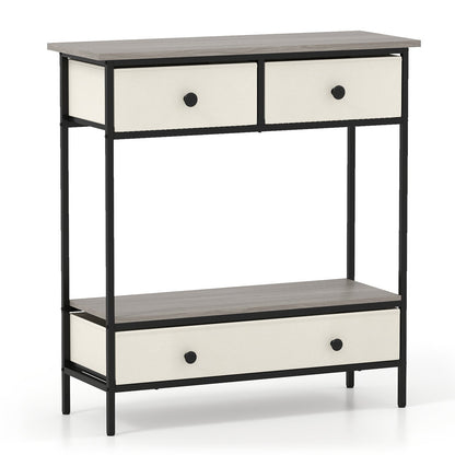 Farmhouse Console Table with Open Storage Shelf for Hallway-Gray