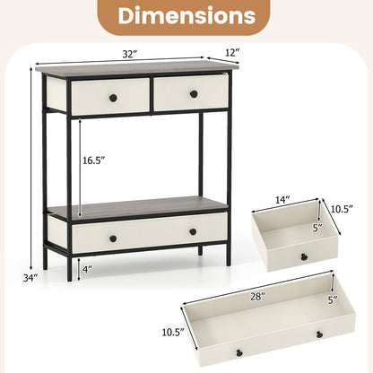 Farmhouse Console Table with Open Storage Shelf for Hallway-Gray