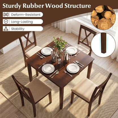 Farmhouse Dining Table for 4 People 35 Inches Square Kitchen Table