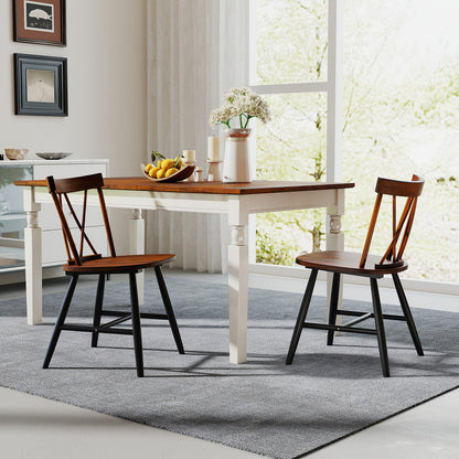 Farmhouse Kitchen Dining Chair Set of 2 with Rubber Wood Frame