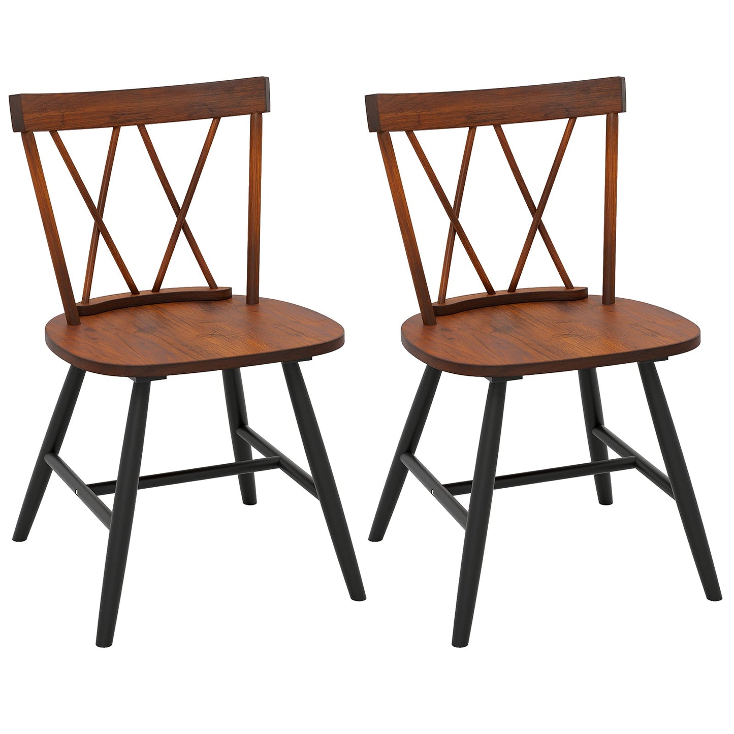 Farmhouse Kitchen Dining Chair Set of 2 with Rubber Wood Frame