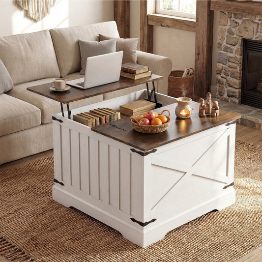 Farmhouse Lift Top Coffee Table with Hidden Storage Compartment - Tampa Home & Garden Store