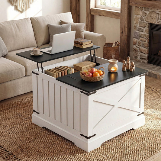 Farmhouse Lift Top Coffee Table with Hidden Storage Compartment - Tampa Home & Garden Store