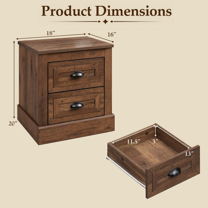 2-Drawer Nightstand with Storage in Farmhouse Brown finish wood by DirectDeals on Tampa Home & Garden Store