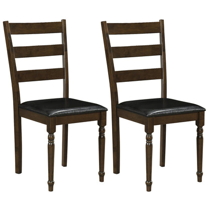 DirectDeals Upholstered Dining Chairs set of 2, dark wood farmhouse ladder-back with black seats on Tampa Home & Garden Store