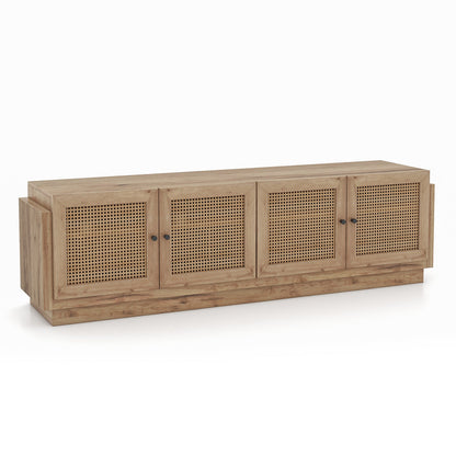 Mueble de TV estilo rústico para televisores de hasta 75 pulgadas con 2 gabinetes - Roble