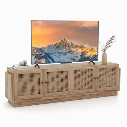 Mueble de TV estilo rústico para televisores de hasta 75 pulgadas con 2 gabinetes - Roble