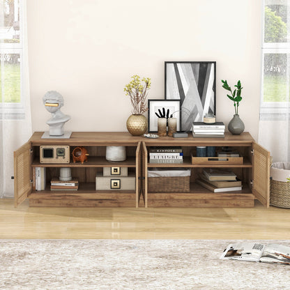 Mueble de TV estilo rústico para televisores de hasta 75 pulgadas con 2 gabinetes - Roble