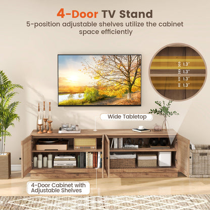 Mueble de TV estilo rústico para televisores de hasta 75 pulgadas con 2 gabinetes - Roble