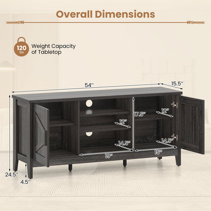 Farmhouse TV Stand for TVs up to 65 Inch Entertainment Center with 2 Storage Cabinets-Gray