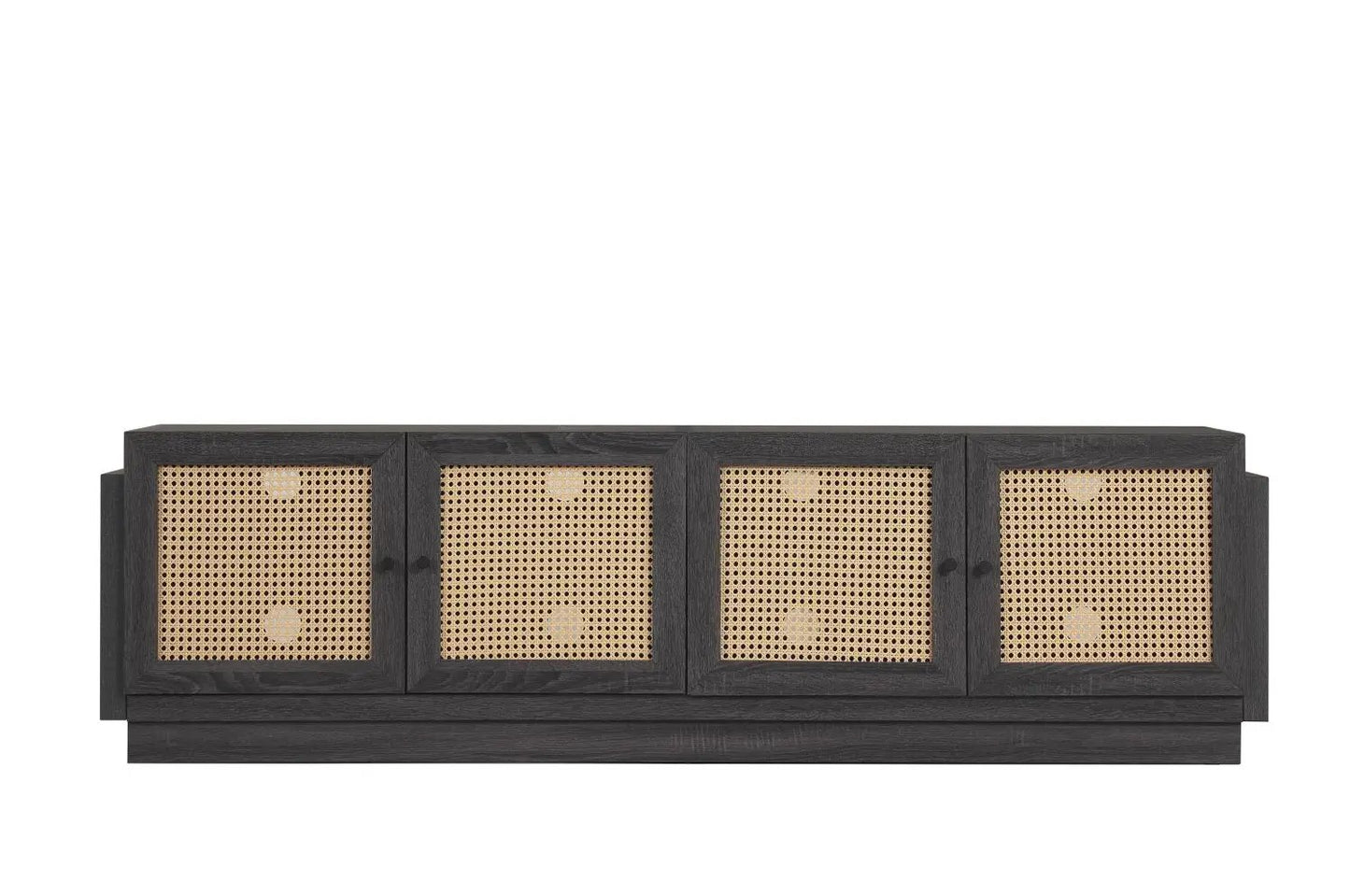 Farmhouse TV Stand for 75in TVs with Rattan Doors