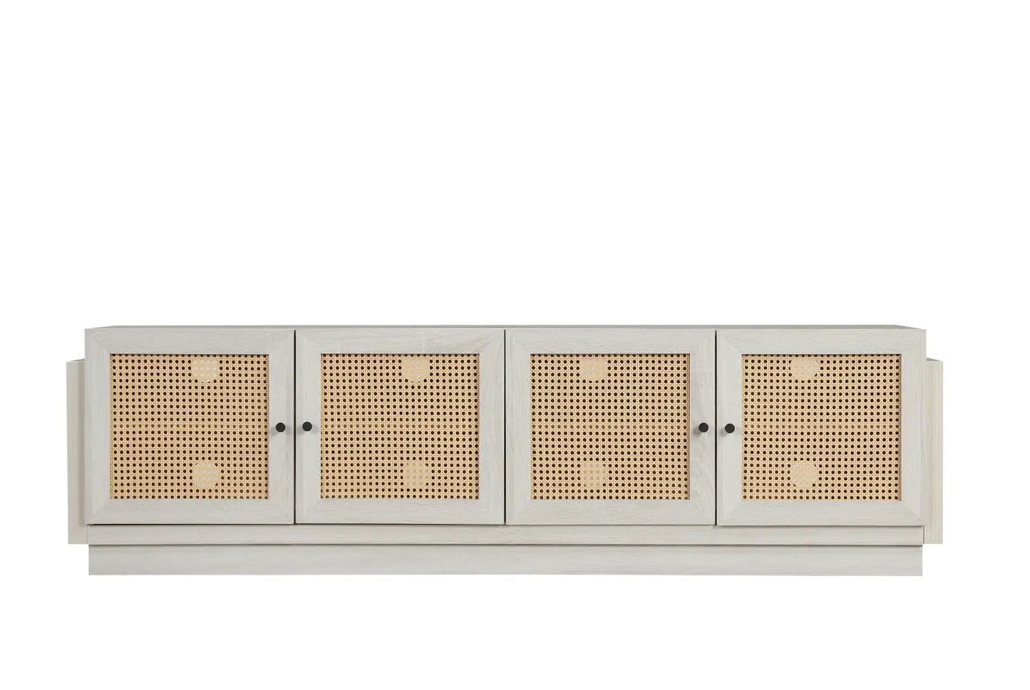Farmhouse TV Stand for 75in TVs with Rattan Doors