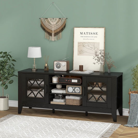 Farmhouse TV Stand for TVs Up to 65 Inches 4 Adjustable Shelves-Black - Tampa Home & Garden Store