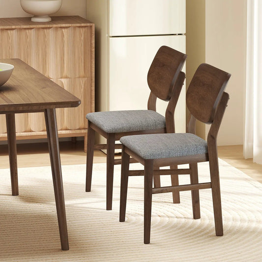 Farmhouse Upholstered Kitchen Chairs set of 2 by DirectDeals with dark rubberwood frame and gray fabric seats on Tampa Home & Garden Store