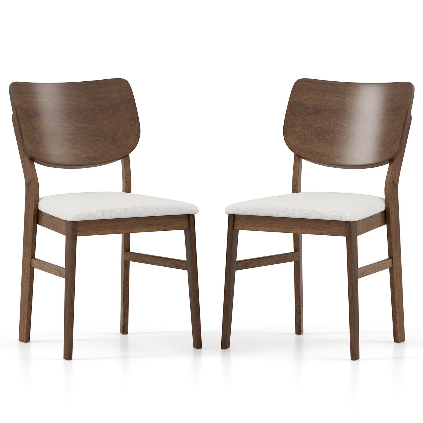 Farmhouse Upholstered Kitchen Chairs Set of 2 with Rubber Wood Frame-Gray