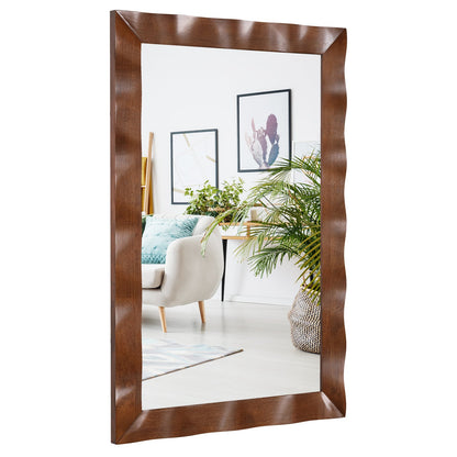 Espejo de pared estilo rústico de 41.5 x 28 pulgadas con marco de madera maciza - Marrón