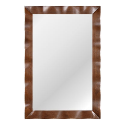 Espejo de pared estilo rústico de 41.5 x 28 pulgadas con marco de madera maciza - Marrón
