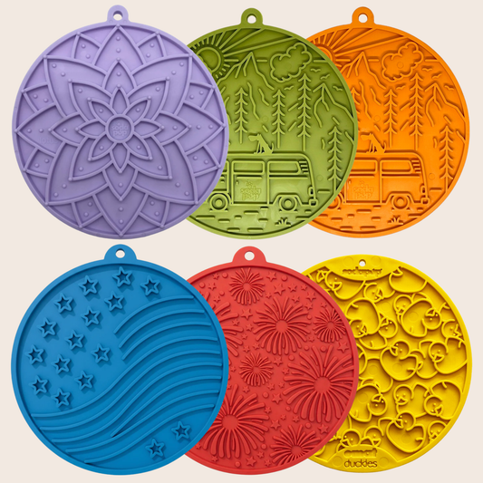 Dog Lick Mat set with suction cups;6 silicone mats green orange blue red yellow Farm To Pet on Tampa Home & Garden Store