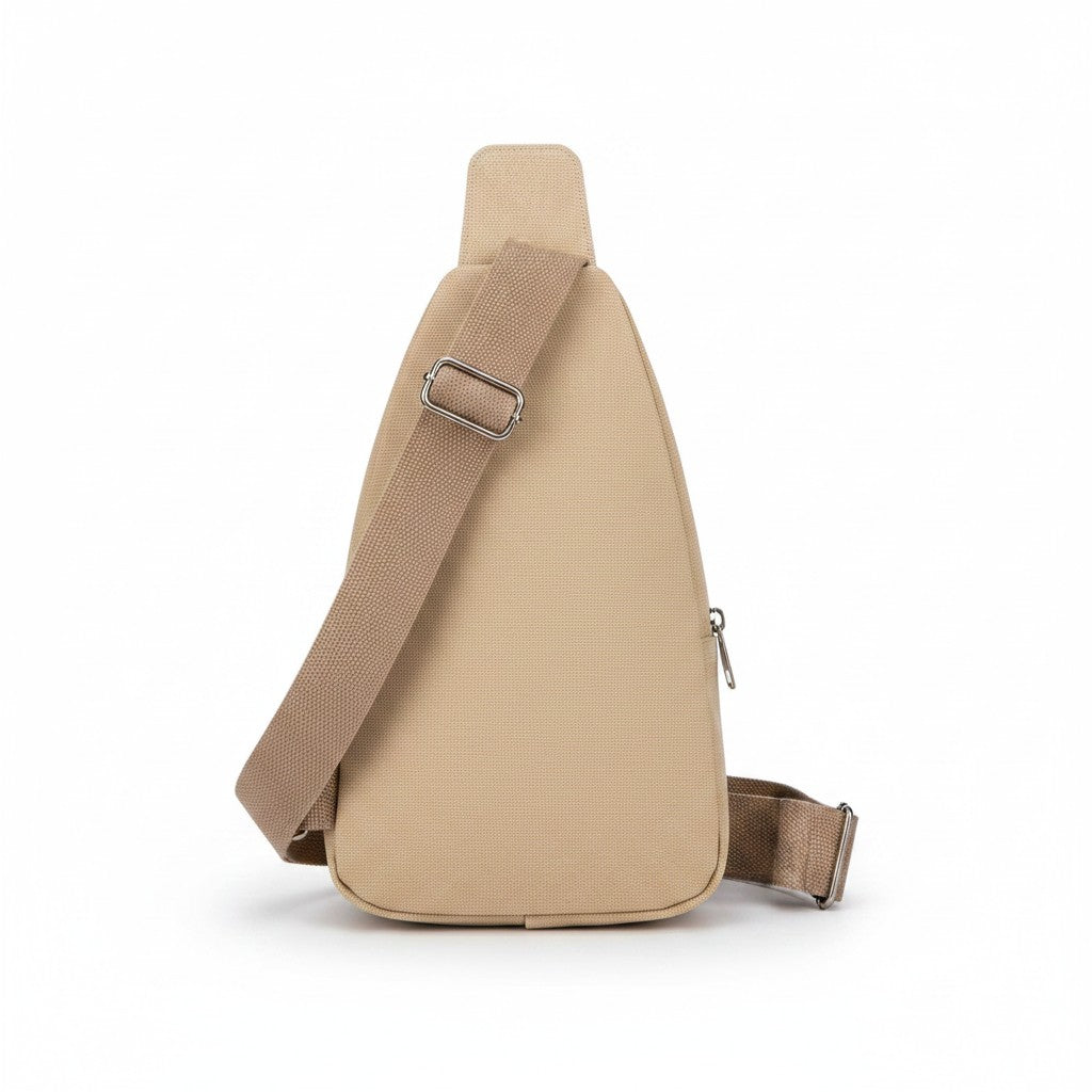 Canvas sling bag Shaketea beige crossbody with adjustable strap and metal buckle on Tampa Home & Garden Store
