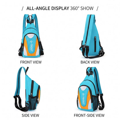 Shaketea Women Crossbody Sling Bag in turquoise blue with orange panel and front pocket on Tampa Home & Garden Store