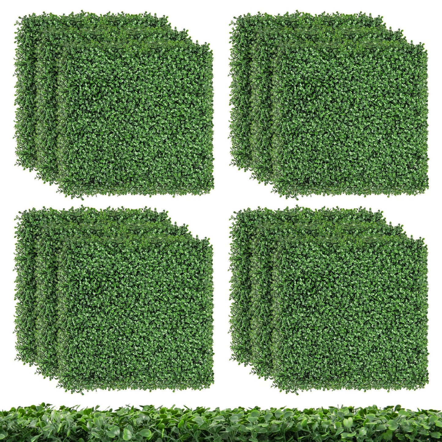 12 paneles de pared de boj artificial de 20 x 20 pulgadas con ramas insertables