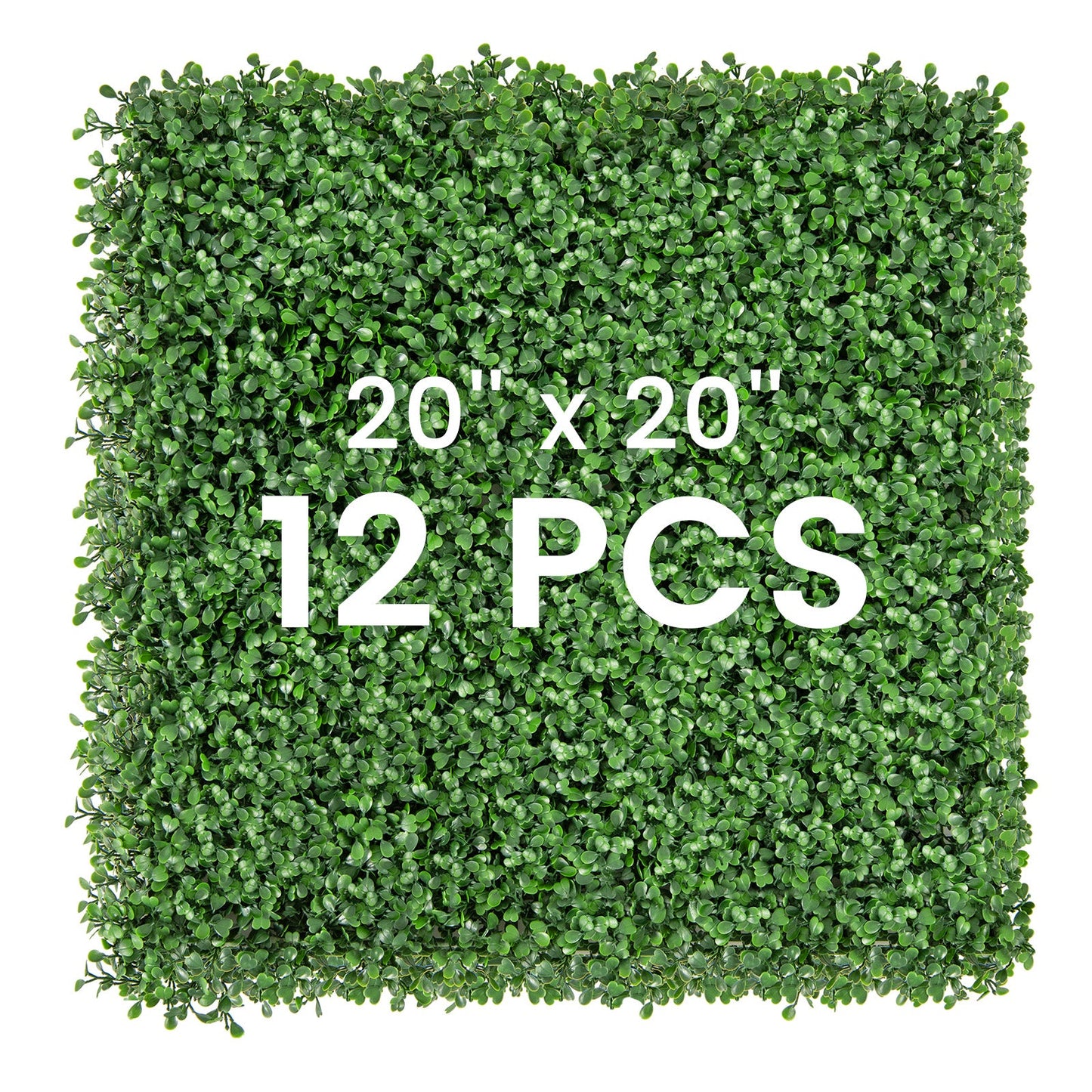 12 paneles de pared de boj artificial de 20 x 20 pulgadas con ramas insertables