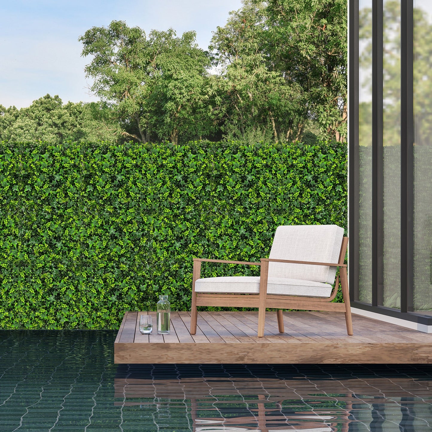 12 Paneles de follaje verde artificial de 20 x 20 pulgadas con ramas insertables